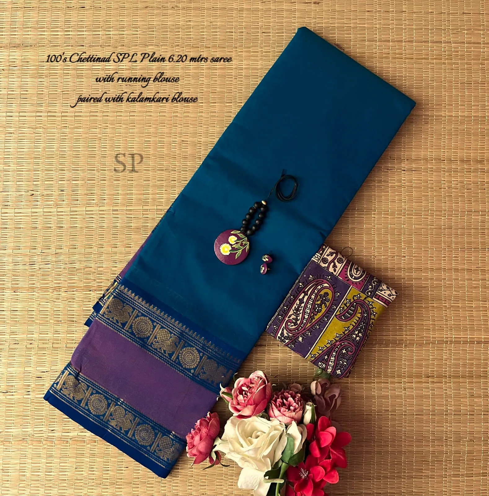 Chettinad Grace Cotton Saree with Ikkat Blouse